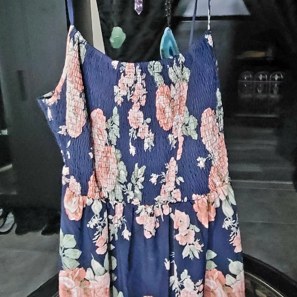 Navy dress with flowers